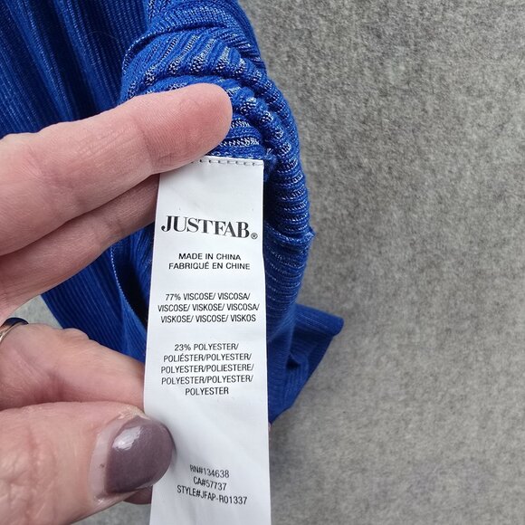 JustFab Blue Ribbed Knit Maxi Dress With Slit XXL Sleeveless Stretchy - Picture 5 of 8